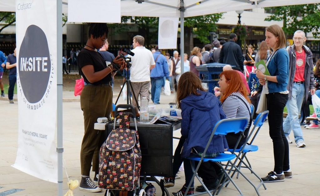 myah-jeffers-filmmaker-insite16 Film Maker, Myah Jeffers, interviewing an artist at In:Site 2016
