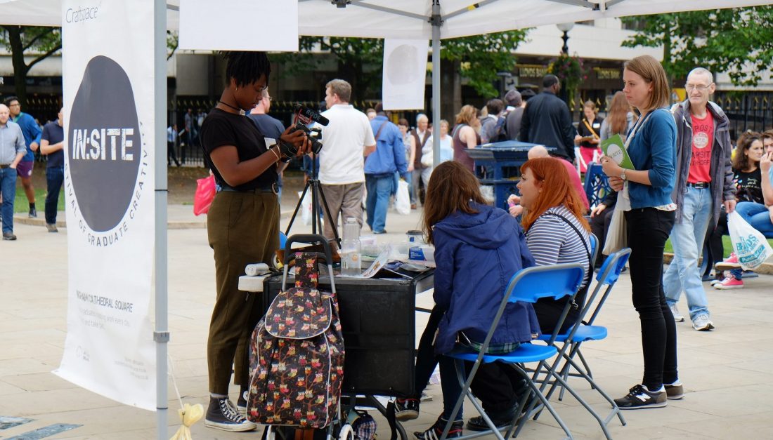 Film Maker, Myah Jeffers, interviewing an artist at In:Site 2016