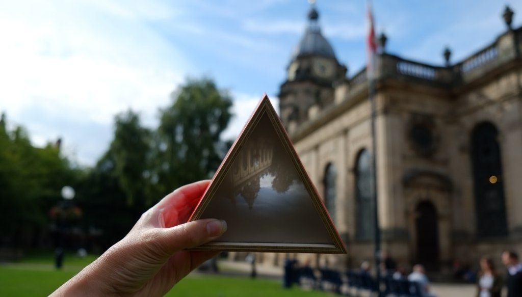 The triangle shows the cathedral upside down.