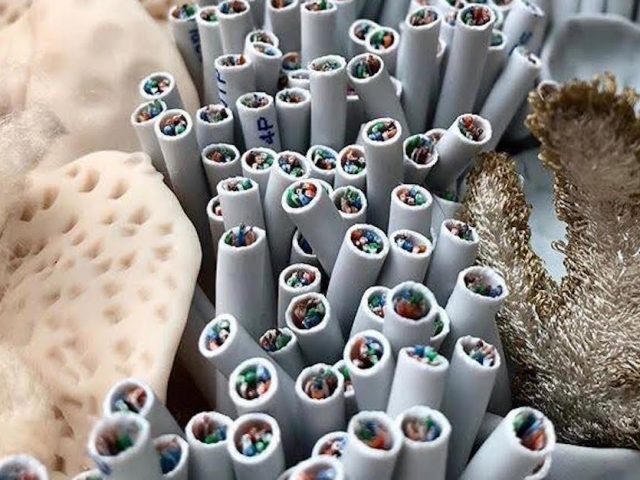 close up image fabric in tubes